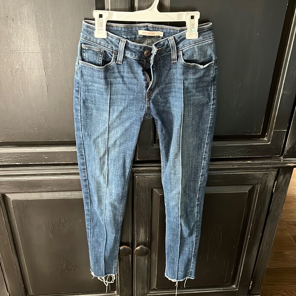 Levi skinny jeans! Raw hem!